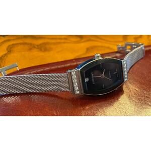 Women's 20mm silver Tone Ellen Tracy Watch, Mesh Band, Crystal Accents